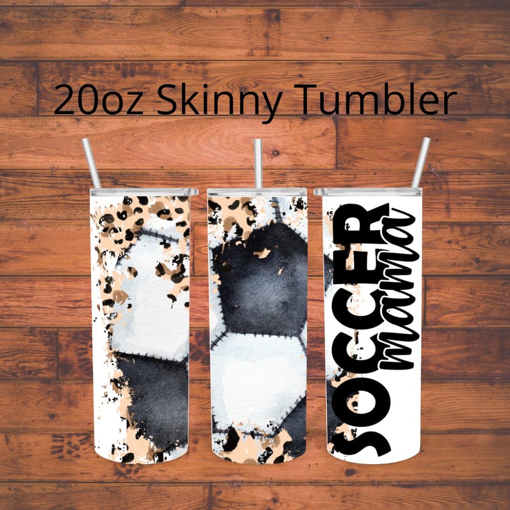 Soccer Mama Leopard Print 20oz Skinny Tumbler